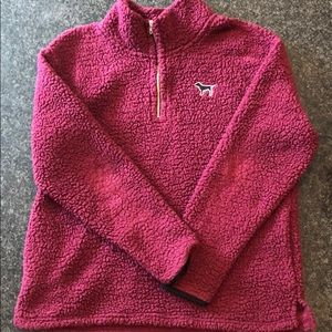 “pink” sherpa quarter zip